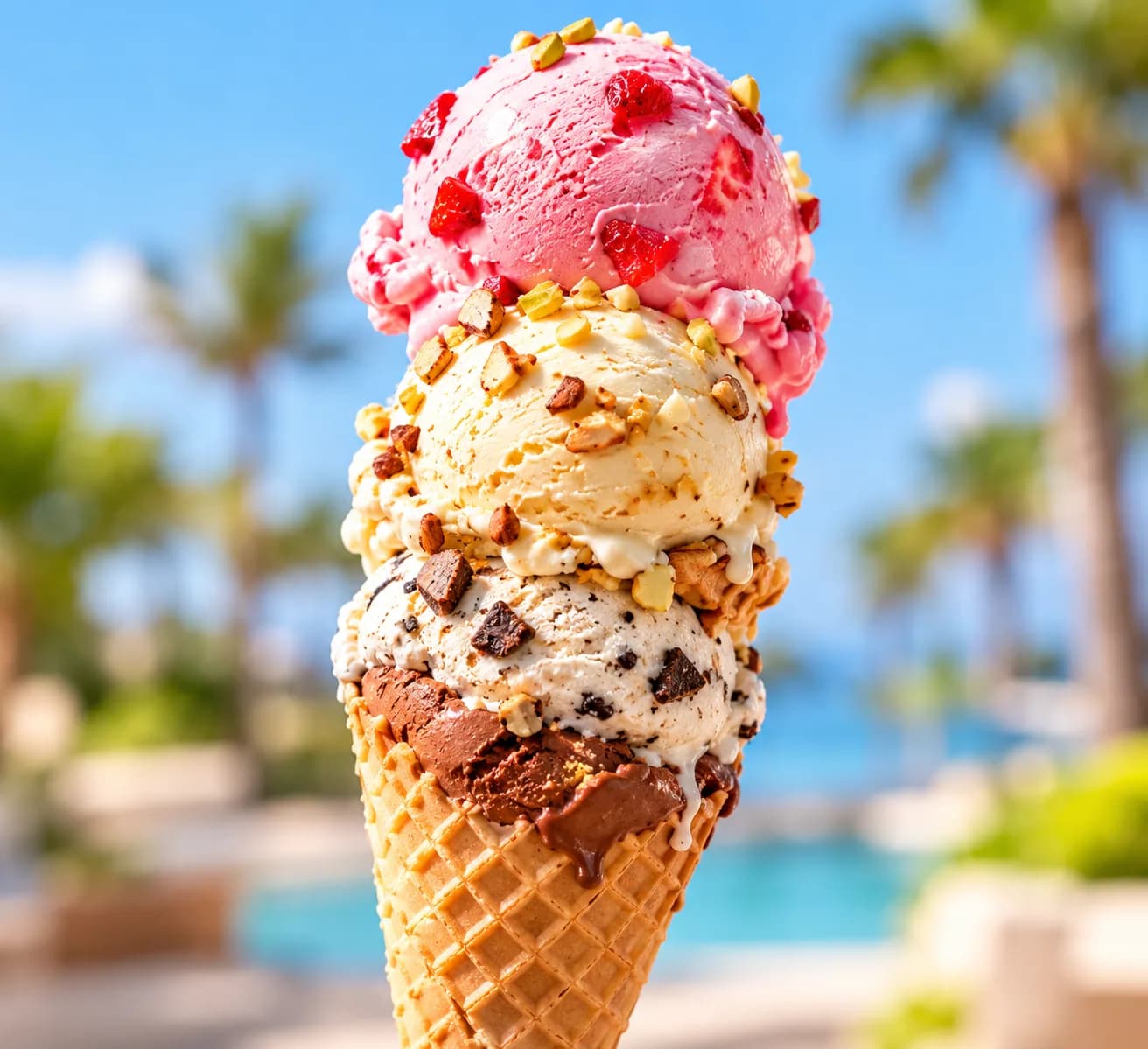 Colourful ice cream cone
