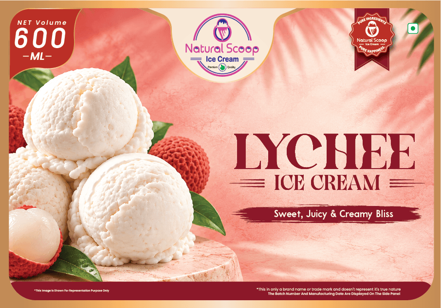 Lychee ice cream, 600 ml
