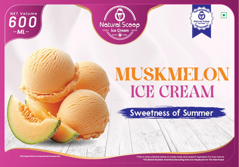 Muskmelon ice cream, 600 ml