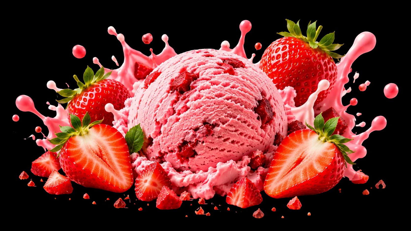 Strawberry ice cream scoop