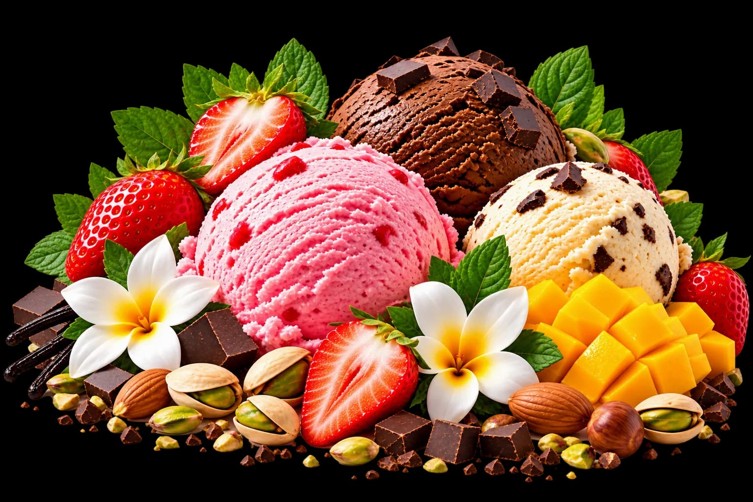 Natural Scoop ice cream with fresh ingredients