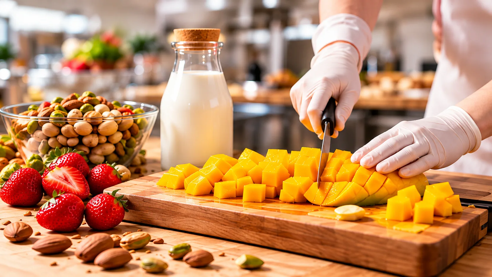 Fresh ingredients being carefully prepared