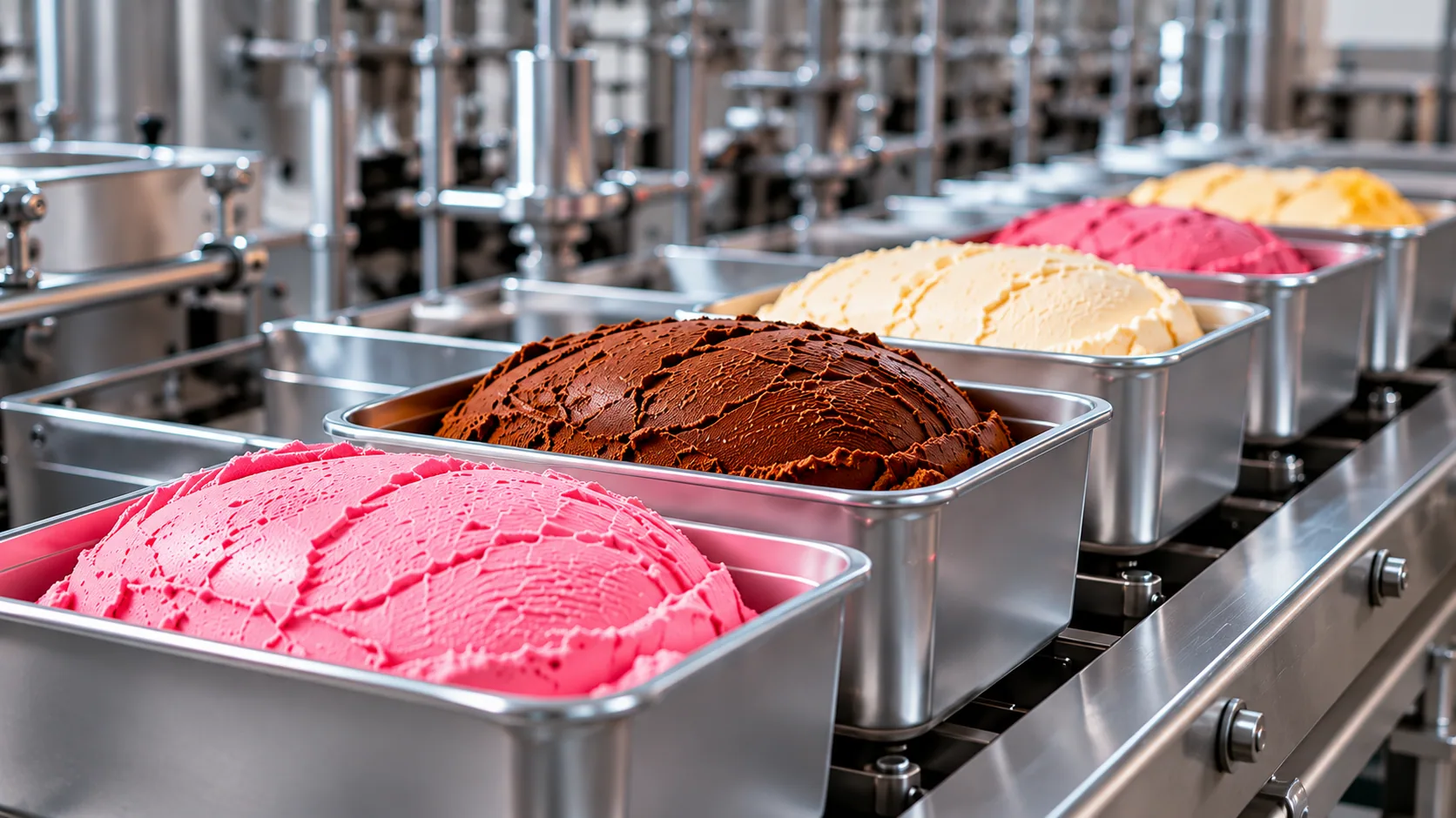 Creamy ice cream mixture being gently frozen