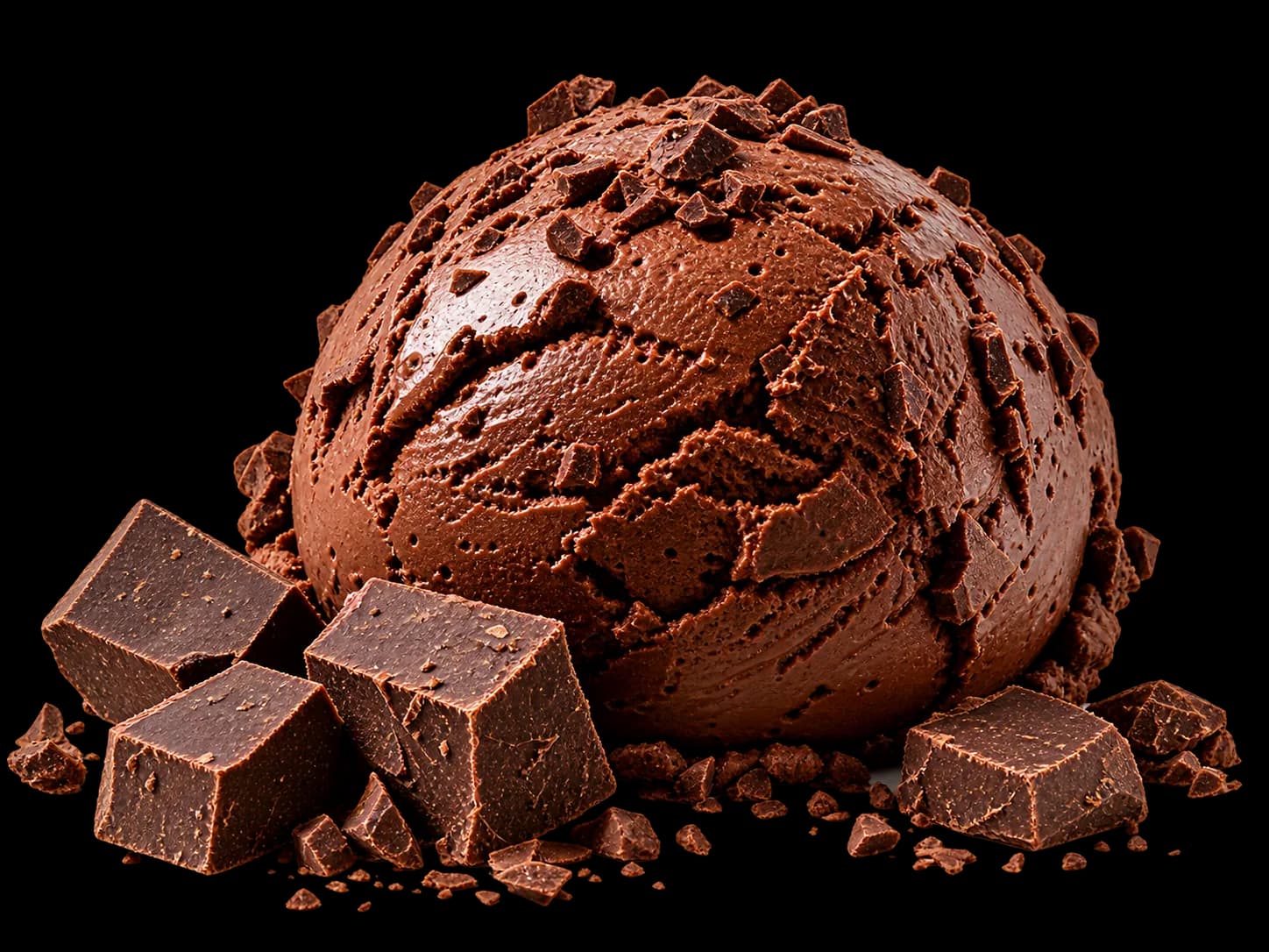 Chocolate ice cream with chocolate pieces