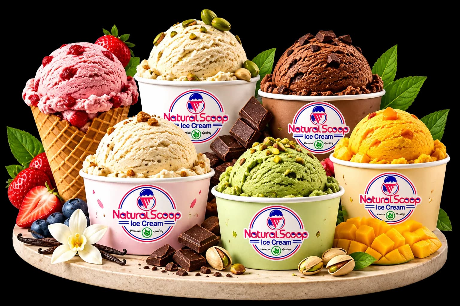 Family enjoying premium ice cream together