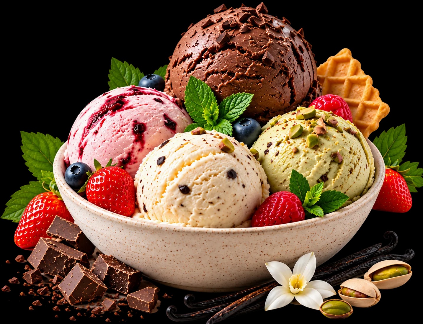 Assorted Natural Scoop ice cream flavours with real ingredients