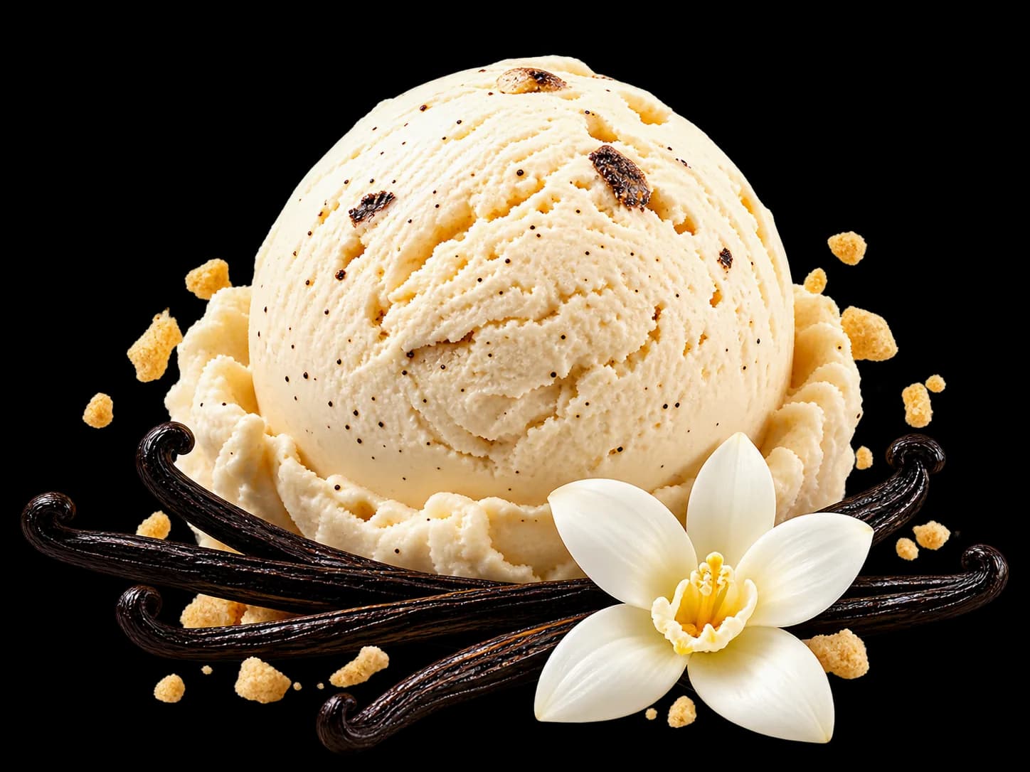 Vanilla ice cream with vanilla beans