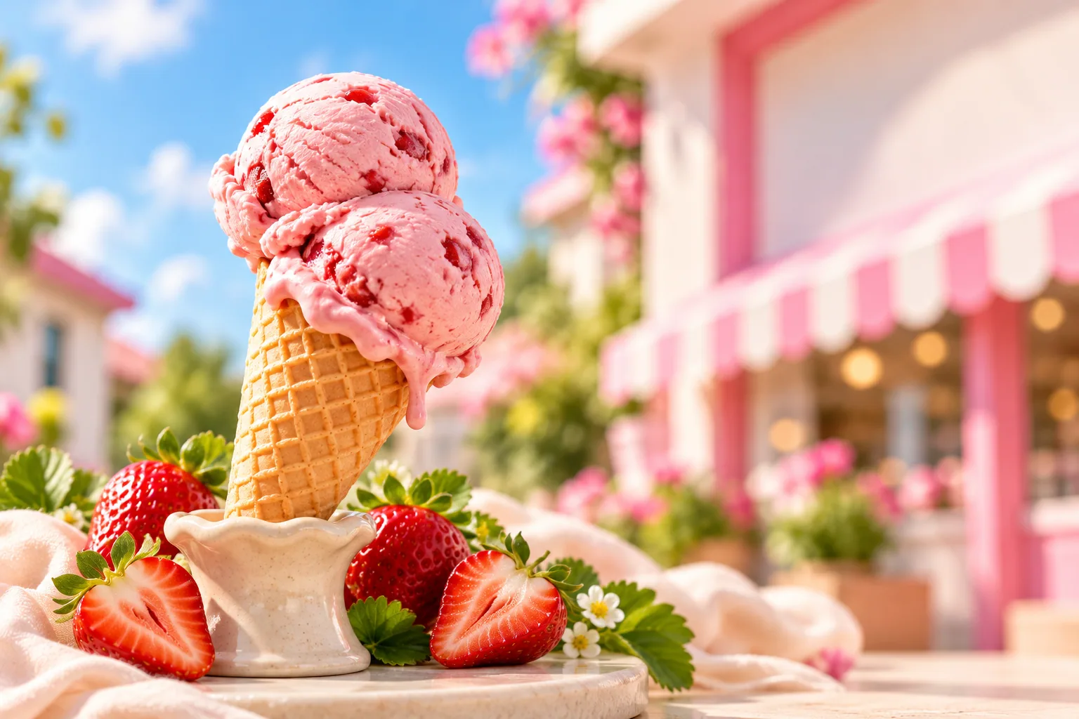 Natural Scoop lifestyle moment with strawberry ice cream
